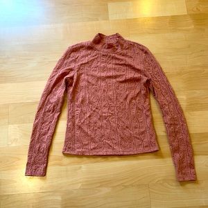 Long-sleeved lace mock top